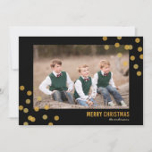 偽物のゴールドコンフェッティの写真が入った楽しいクリスマスカード 招待状 (正面)