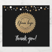 偽物のゴールドシールコンフェッティロゴ コーポレートサンキュー スパークリングワインラベル (シングルラベル)
