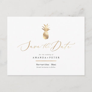偽物のゴールドパイナップル Save the Date ポストカード