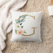 偽物のゴールド箔の花模様のイニシャルG クッション (ブランケット)