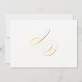偽物のゴールド エレガント カリグラフィー 結婚 イニシャル 招待状 (裏面)
