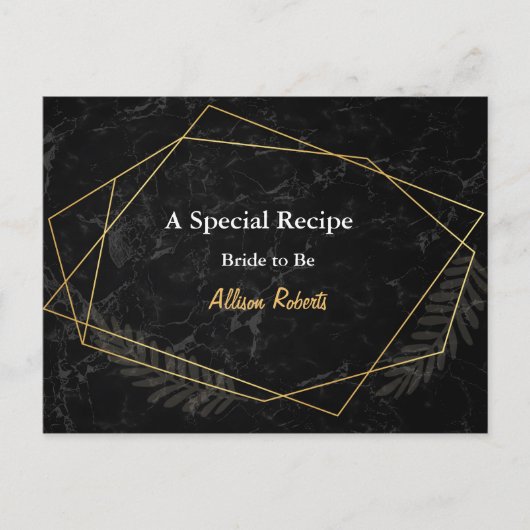 偽物の大理石  幾何学  ブライダルシャワーのレシピ ポストカード (正面)
