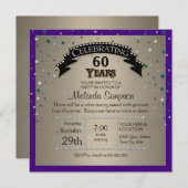 偽物の宝石が散らばるパーティー　誕生日のお祝い 招待状 (正面/裏面)