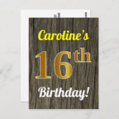 偽物の木、偽物の金 16歳の誕生日 & オーダーメイドの名前 ポストカード (正面/裏面)