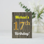 偽物の木、偽物の金 17歳の誕生日 & オーダーメイド ネーム ポストカード (スタンド正面)