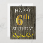 偽物の木、偽物の金 6歳の誕生日 + オーダーメイドの名前 ポストカード (正面/裏面)