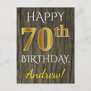 偽物の木、偽物の金 70歳の誕生日 + オーダーメイドの名前 ポストカード