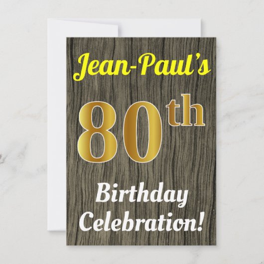 偽物の木、偽物の金 80歳の誕生日おめでとう 招待状 (正面)