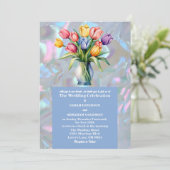 偽物の真珠の虹色のウェディングドレス 招待状 (スタンド正面)