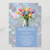 偽物の真珠の虹色のウェディングドレス 招待状 (正面/裏面)