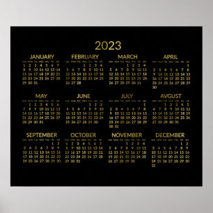 偽物の金と黒の年間カレンダー2023ポスター ポスター
