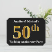 偽物の金に見えるようなデザインの50周年結婚記念日パーティー 招待状 (スタンド正面)