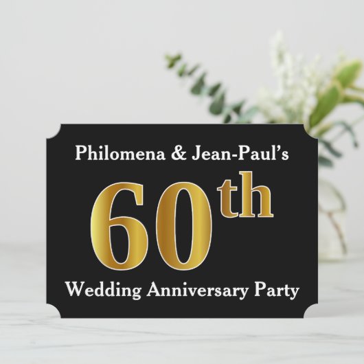 偽物の金に見える還暦 結婚60周年パーティー 招待状 (スタンド正面)