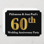 偽物の金に見える還暦 結婚60周年パーティー 招待状 (正面/裏面)