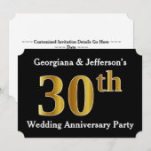 偽物の金に見える30周年結婚記念日パーティー 招待状 (正面/裏面)