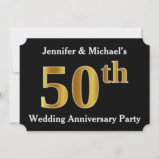 偽物の金に見える50周年結婚記念日パーティー 招待状 (正面)