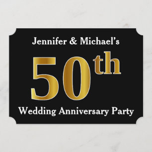 偽物の金に見える50周年結婚記念日パーティー 招待状