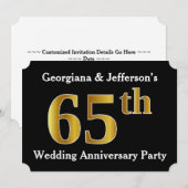 偽物の金に見える65周年結婚記念日パーティー 招待状 (正面/裏面)