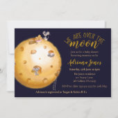 偽物の金のグリッター、チーズの月、かわいいネズミ 招待状 (正面)