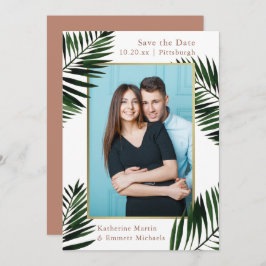 偽物の金のフレーム付きテラコッタの結婚式の写真 セーブザデート