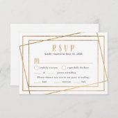 偽物の金の幾何学的なフレームの結婚式の出欠確認と料理の選択 出欠カード (正面/裏面)