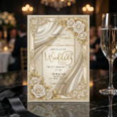 偽物の金の飾りを用いたサテンのドレープのフォーマルなウェディングドレス 招待状