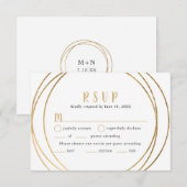 偽物の金を使った丸い幾何学フレームの結婚式出欠確認カード＋食事の選択肢 出欠カード (正面/裏面)