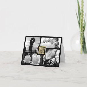 偽物の金を使った感謝の気持ちを表す結婚式の４枚組の写真カードです。 サンキューカード