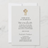 偽物の金クロス 赤ちゃん男の子 フォト 洗礼 招待状 (正面)