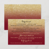 偽物の金グリッターが付いたバーガンディのディテールが美しいウェディング エンクロージャーカード (正面/裏面)