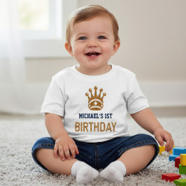 偽物の金グリッター ロイヤル プリンス クラウン 誕生日 ベビーTシャツ