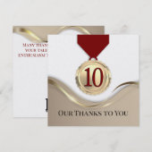 偽物の金メダル付き社員10周年カード 招待状 (正面/裏面)