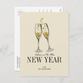 偽物の金箔で飾られたニューイヤーのポストカード シーズンポストカード (正面/裏面)