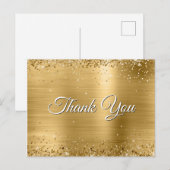 偽物の金箔にグリッターを散りばめた フォイル サンクス ポストカード (正面/裏面)