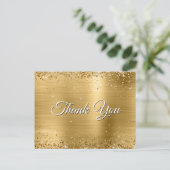 偽物の金箔に輝くグリッターを散りばめた感謝カード ポストカード (スタンド正面)