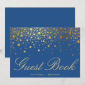 偽物の金箔の紙吹雪がエレガントなゲストブックの看板 招待状 (正面/裏面)