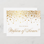 偽物の金箔の紙吹雪 | 私の名誉ある仲人になって インビテーションポストカード (正面/裏面)