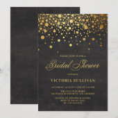 偽物の金箔の飾りがついた黒板のウェディングシャワーの招待状 | 黒板のウェディングシャワーの招待状 招待状 (正面/裏面)