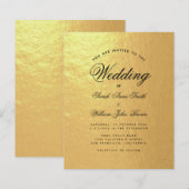 偽物の金箔を使った予算結婚式招待状 (正面/裏面)
