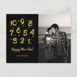 偽物の金箔カウントダウン新年の写真ポストカード シーズンポストカード