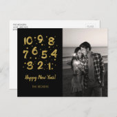 偽物の金箔カウントダウン新年の写真ポストカード シーズンポストカード (正面/裏面)