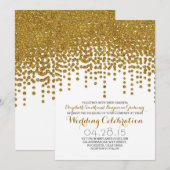 偽物の金箔グリッターをあしらった紙吹雪のウェディング招待状 招待状 (正面/裏面)