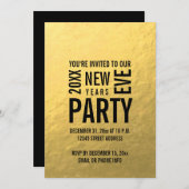 偽物の金箔モダンな大晦日パーティーの招待状 招待状 (正面/裏面)