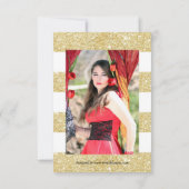 偽物の金箔 グリッター ストライプ - 3x5 卒業発表 招待状 (裏面)