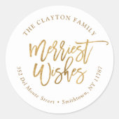 偽物の金箔 メリースト返信住所ラベル ラウンドシール (正面)