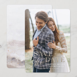 偽物の金箔 秋の結婚式 Save the Date 招待状
