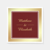 偽物の金箔 赤い結婚式の紙 スタンダードカクテルナプキン (正面)