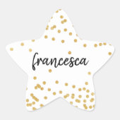 偽物の金色のコンフェッティと筆記体の名前 星シール (正面)