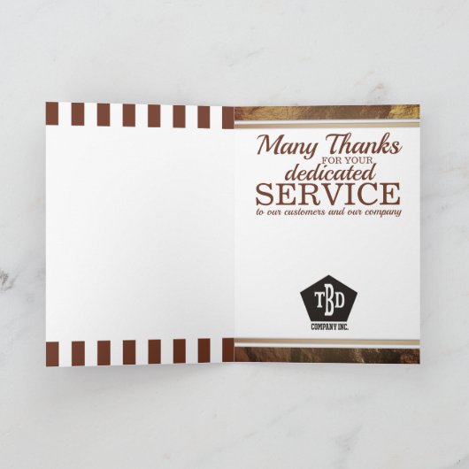 偽物の金色のマイルストーン社員記念日カード カード (内部)