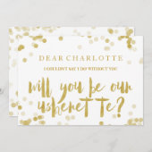 偽物の金色の紙吹雪 あなたは私たちのアッシャーになりますか 招待状 (正面/裏面)